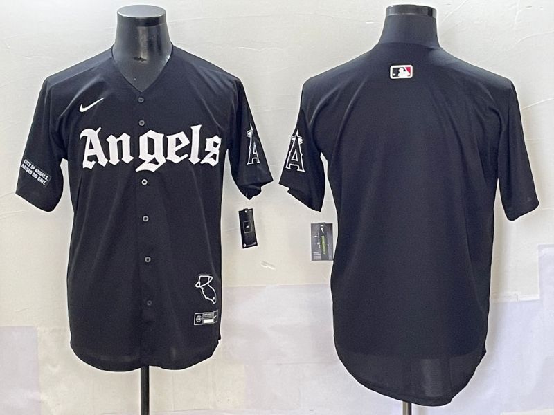 Men 2025 Los Angeles Angels Blank Black Five generations Joint Name Nike MLB Jersey style 2